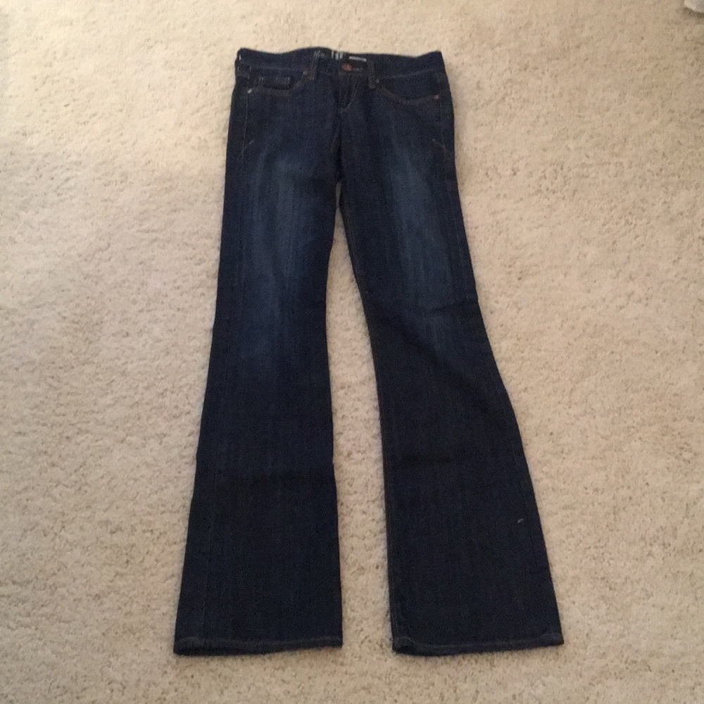 Dark wash denim flare